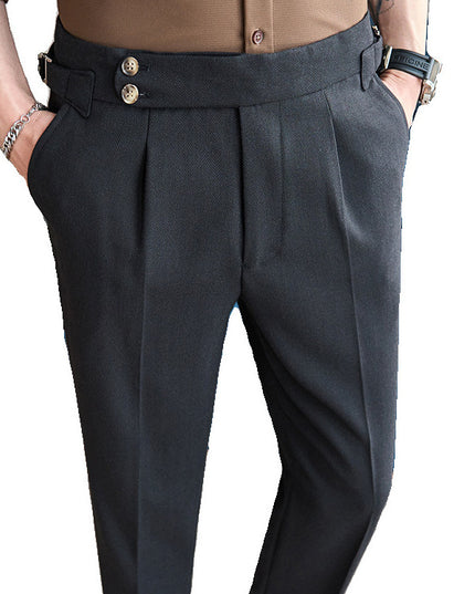 Cotton And Linen Texture Fabric Casual Suit Pants