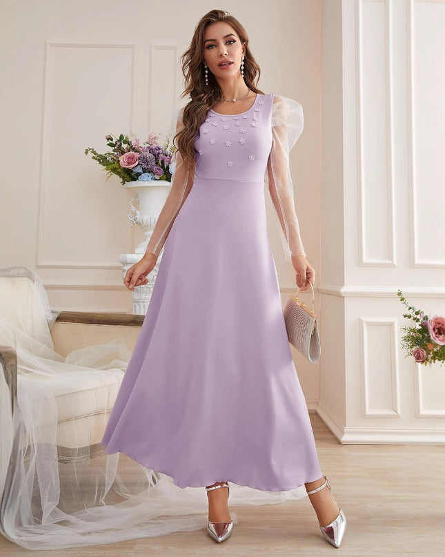 Fashion Elegant Mesh Sleeves Women's Dress