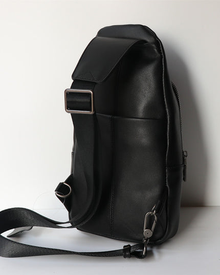 Black Top Layer Cow Leather Japanese Casual Bag