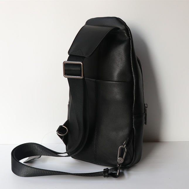 Black Top Layer Cow Leather Japanese Casual Bag