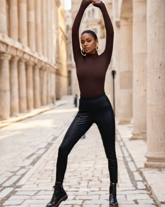 Women's Solid Color Half Turtleneck T-shirt