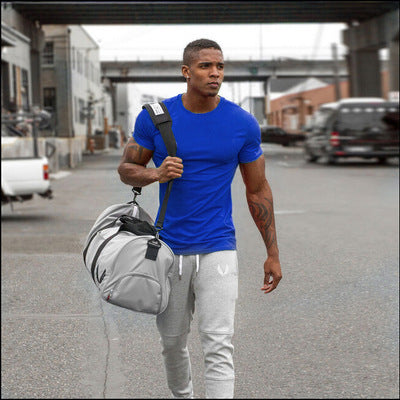 Solid Color Fitness Men's Round Neck Sports Short Sleeve