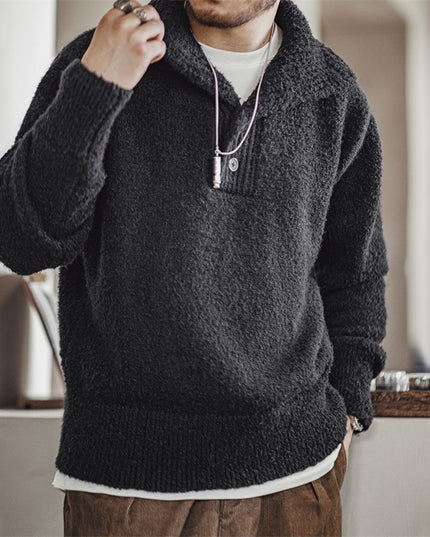 Lapel Thermal Head Cover Thick Sweater Men