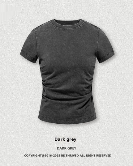 American Pleated Nipped Waist Slimming T-shirt