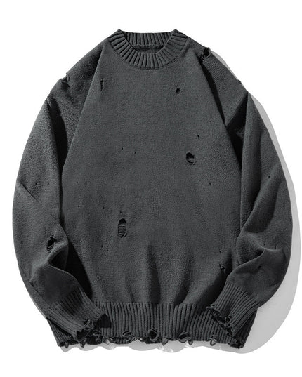 Irregular Hollow-out Ripped Chenille Velvet Sweater