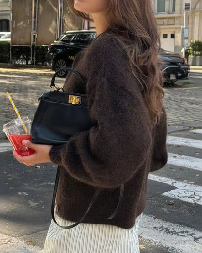 Casual Simple Buttons Long Sleeve Coat Sweater