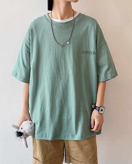 Hong Kong Style Men's Loose Couple Short-sleeved T-shirt
