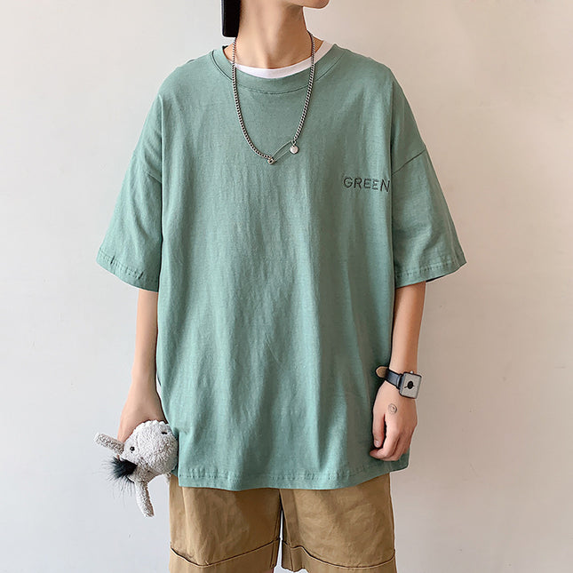 Hong Kong Style Men's Loose Couple Short-sleeved T-shirt