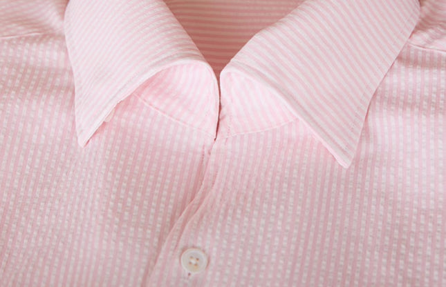 Retro One-piece Collar Striped Long-sleeved Shirt