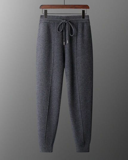 Wool Cardigan Men's Stand Collar Zipper Knitted Sweater Coat Warm And Loose Cashmere Pants Men