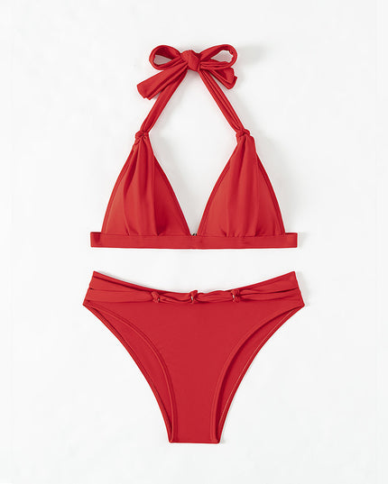 Women's Lace-up Halterneck Split Beach Bikini