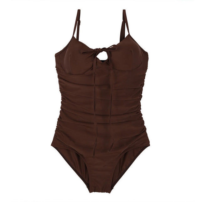 One-piece Women's Backless Sexy Cover Belly Thin And Small Chest Push Up Swimsuit