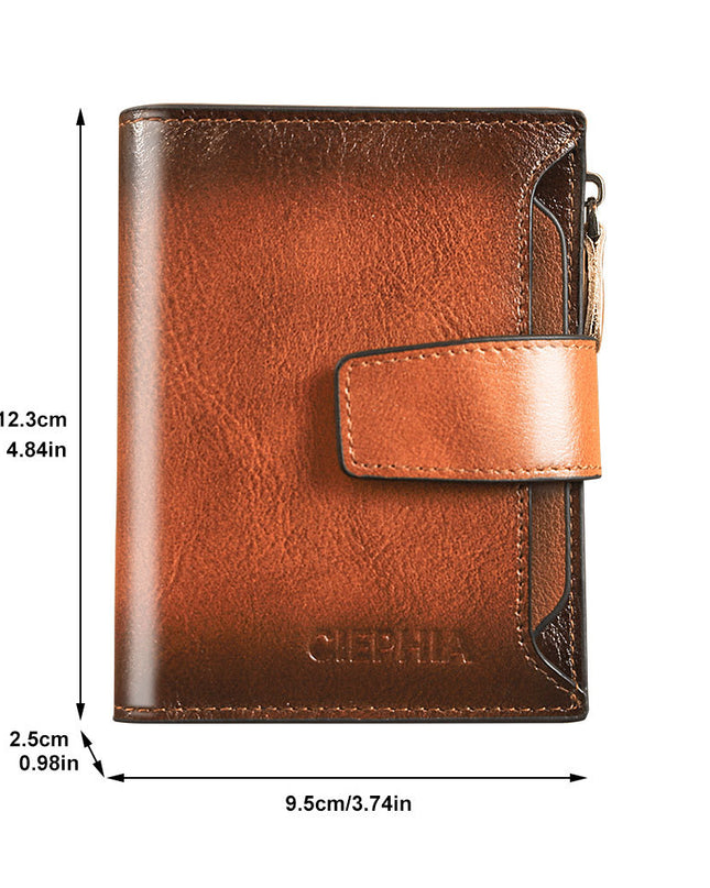 Men's Leather Wallet Multi-function Anti-theft Zipper Coin Purse