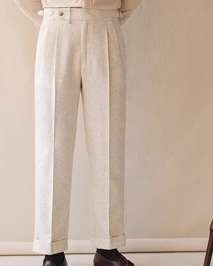 Casual Straight-leg Loose Elastic Waist Suit Pants