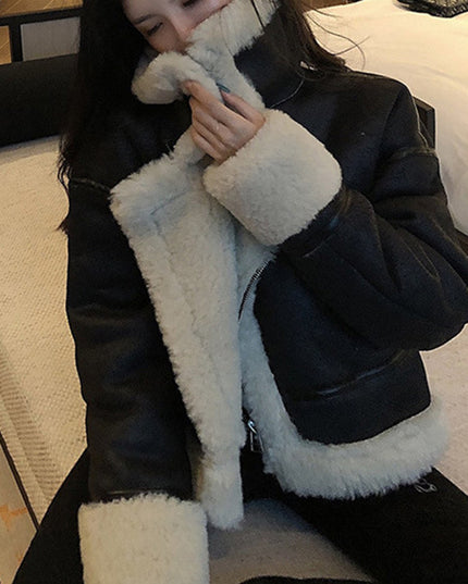 Women's Fashion Thickened Fur All-in-One Short Jacket