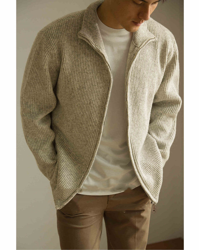 Knitted Zipper Jacket Loose Casual Turtleneck Men's Sweater