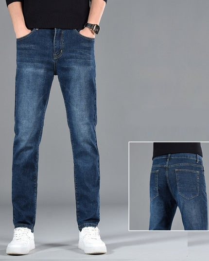 New Slim Fit Youth Casual Straight-leg Cotton Jeans Men