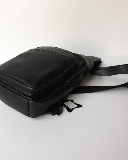 Black Top Layer Cow Leather Japanese Casual Bag