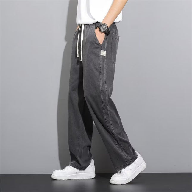 Men's Straight Tube Loose Ice Silk Wide Leg Pants