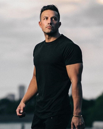 Men's Sports Solid Color Fitness Slim Long Sleeve And Short Sleeve T-shirt