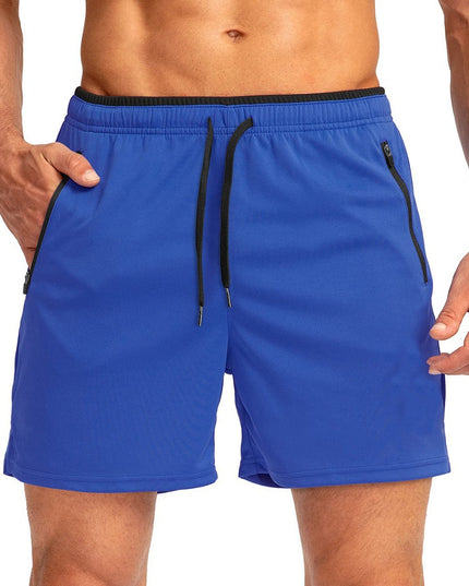 Men's Running Short Belt Zipper Pocket Quick-drying Gym Exercise Lightweight