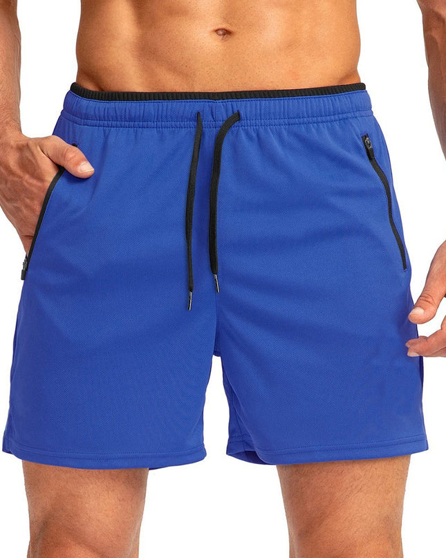 Men's Running Short Belt Zipper Pocket Quick-drying Gym Exercise Lightweight