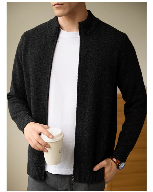 Men's Zipper Stand-up Collar Cardigan Coat