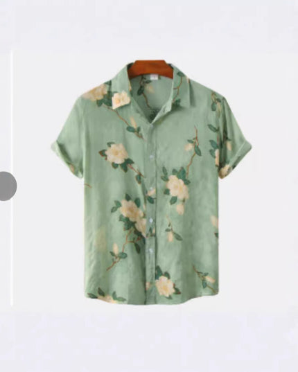 Hawaiian Printing Lapel Short Sleeve Shirt