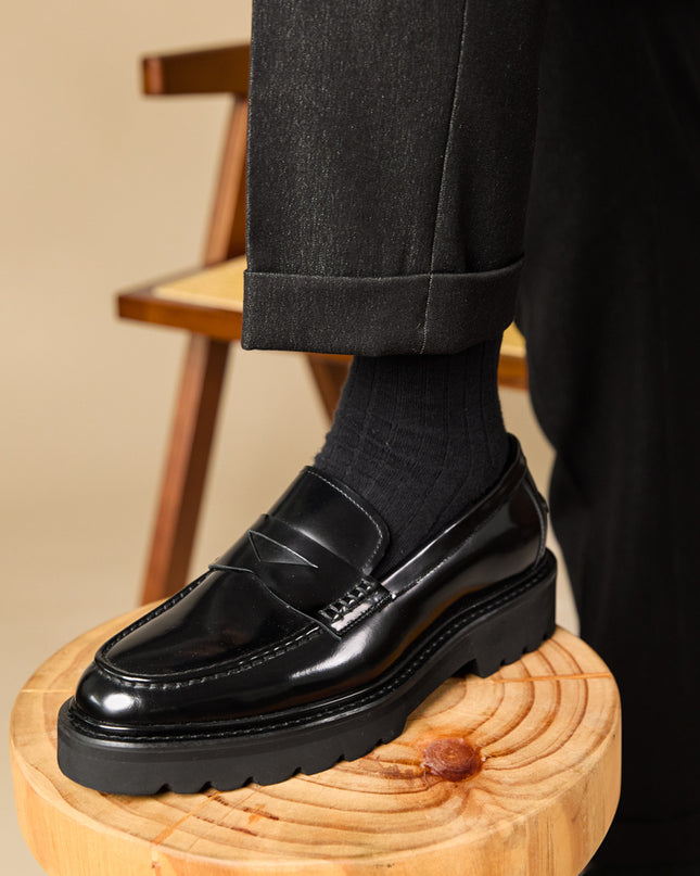 Handmade Slip-on Thick Bottom Increased By Business Casual Leather Shoes