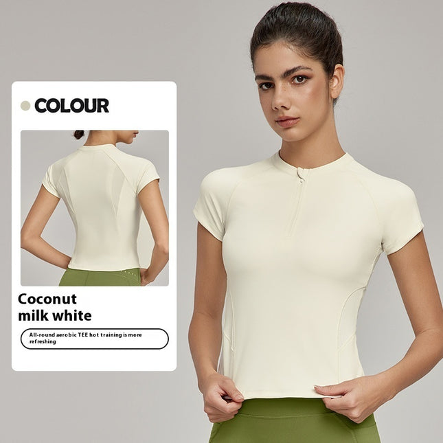 Breathable Sports Short-sleeved T-shirt Women's Waist Workout Top