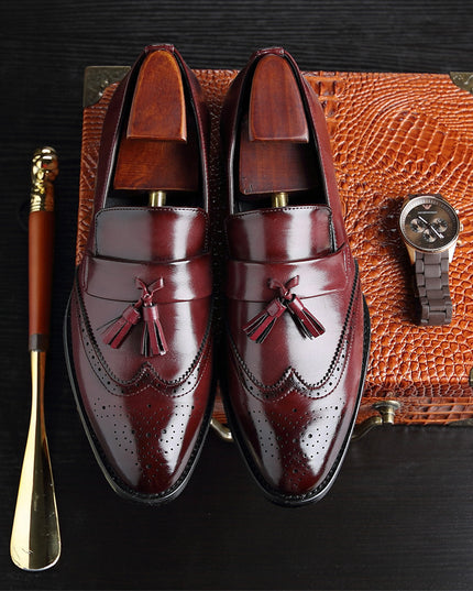Casual Fashion Brogue Fringed Leather Shoes Men