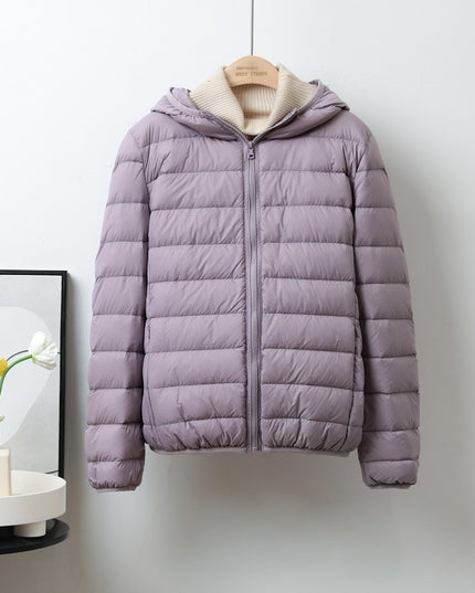 Lightweight Down Jacket Women's Short Stand Collar Hooded