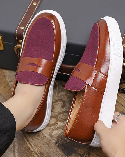 Korean Style Trendy Thick-soled Men's British Style Casual Leather Shoes