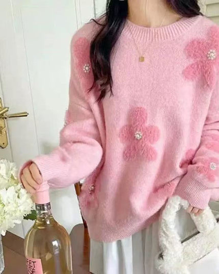 Women's Korean-style Flower Round Neck Sweater