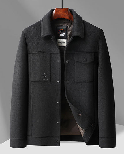 Autumn And Winter New Men's Lapel Detachable Down Feather Liner Wool Workwear Jacket