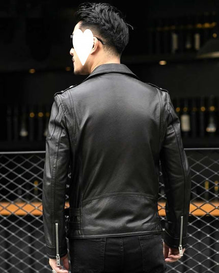Men's Sheepskin Leather Jacket Lapel
