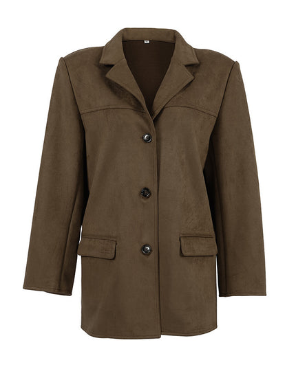 Brushed Velvet Retro Lapels Loose Suede Jacket