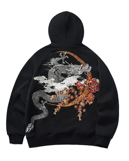 Autumn And Winter Heavy Industry Dragon Embroidered Hoodie Men