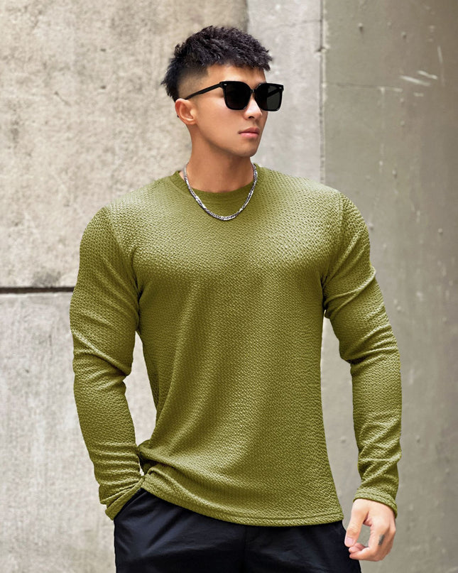 Fashion Men's Round Neck Pullover Long Sleeve Bottoming Shirt