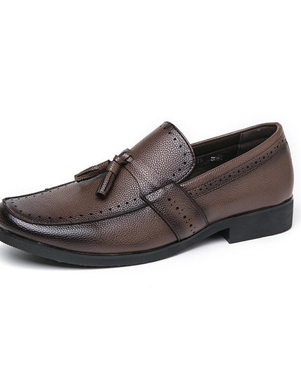 Men's Loafer Tassel Slip-on Business Casual Round Toe Leather Shoes