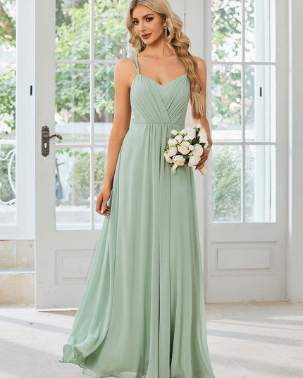Sling Banquet Temperament Long Pleating Dress