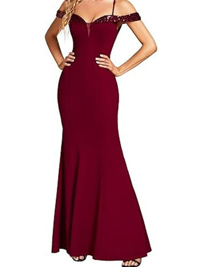Women's Clothing Off-neck Sling Evening Long Dress