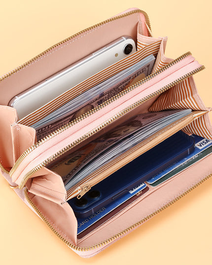 Women's Simple Double Zipper Multiple Card Slots Long Wallet
