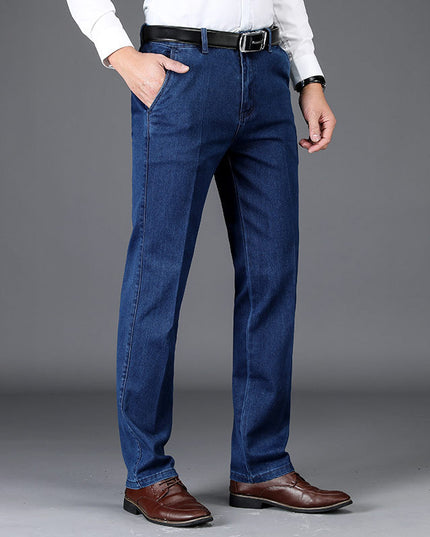 Spring High Stretch Jeans Men's Loose Straight