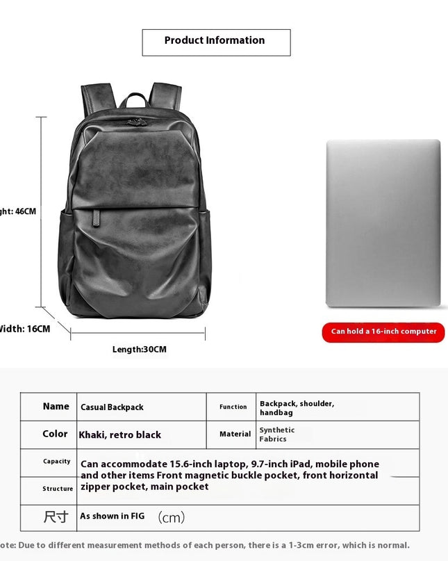Casual Versatile Backpack Men's Waterproof Large Capacity