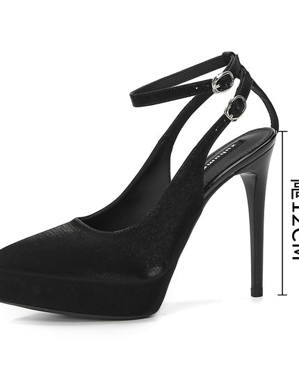 Waterproof Platform Suede Pointed Stiletto Heel High Heels