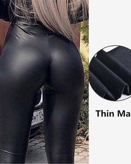 PU Leather Pants Women's High Waist