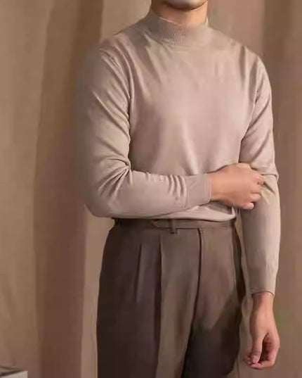 Soft Glutinous Skin-friendly Wool Mock Neck Sweater Gentleman