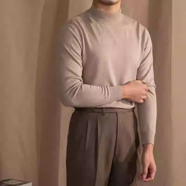 Soft Glutinous Skin-friendly Wool Mock Neck Sweater Gentleman