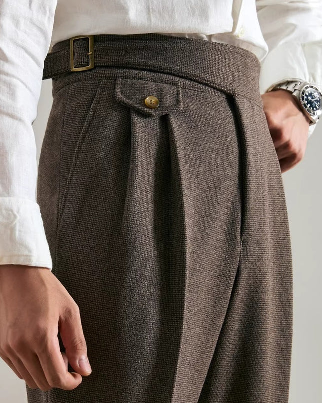 Thick Double Pleated Straight Business Casual Trousers